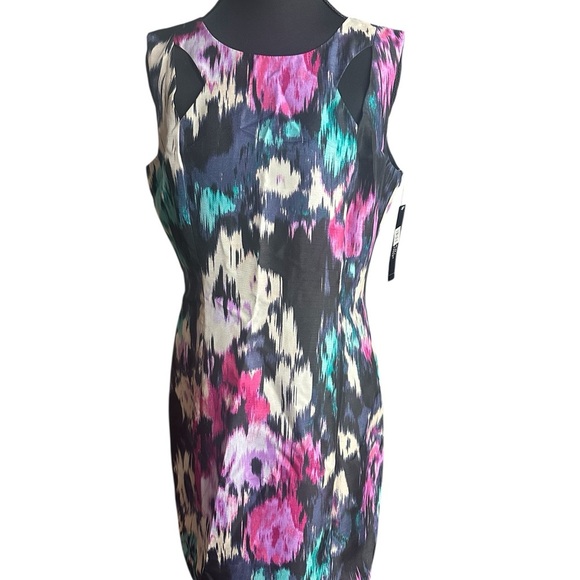 NWT Tahari Women's Vibrant Floral Watercolor Sleeveless Midi Dress Size 6P - Picture 2 of 7